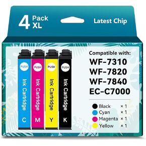 خراطيش حبر معاد تصنيعها لحزمة خراطيش الحبر Epson 812XL كومبو لطابعة T812XL T812 لطابعة Epson Workforce WF-7820 WF-7840 WF-7310 EC-C7000 (4 عبوات) in Kuwait