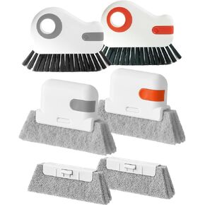 Groove Gap Cleaner Tools Set, 6 Pcs Hand-held 2 Brush with Dustpan&tweezer + 2 Sponge Brush with Dustpan + 2 Replacement Cloth for Sliding Door, Sill, Tile Lines, Shutter, Car Vents, Keyboard in Kuwait