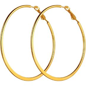 هوب أقراط النساء 316L الفولاذ المقاوم للصدأ النساء الموضة 40/50/60 مللي متر واسعة الأطواق القرط 18 كيلو الذهب/أسود بندقية مطلي الهيب هوب الشارع الشهير مجوهرات in Kuwait