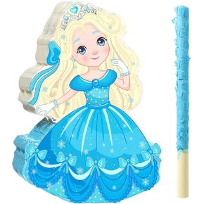 Threan Princess Piñata Girl Princess Party Game Set Blue Theme Piñata Birthday Decorations Stick Blindfold Mask for Girl Baby Birthday Party Game Supplies Decoration in Kuwait