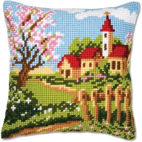 Vervaco Village Cross Stitch Cushion, Multi-Colour in Kuwait
