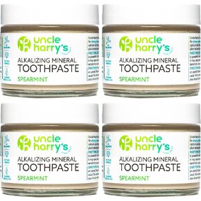 معجون أسنان Uncle Harry's Natural Products خالٍ من الفلورايد، نعناع - مصنوع من طين البنتونيت والفضة الغروية وخلاصة النباتات النقية ومطهر، عبوة من 4 قطع in Kuwait