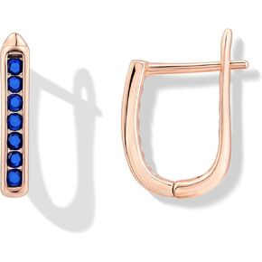 Tiny Blue Sapphire Huggie Earrings for Women, Hypoallergenic Rose Gold Plated Small Blue Cubic Zirconia Hoop Earrings Cuff for Women Jewelry Gifts in Kuwait