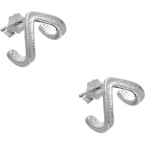 Textured Silver Triangle Earrings Studs for Women Man, White Gold Plated in Kuwait