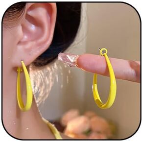 Colorful Hoop Earrings for Women Vintage 80s 90s Neon Earring Retro Candy Color Baked Enamel Minimalist Large Drop-shaped Statement Hoop Earrings Y2k Jewelry Costume Accessory in Kuwait