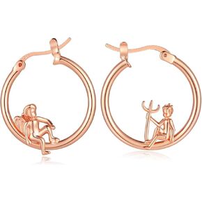 14K Gold Angel Devil Hoop Mismatched Earrings for Women Jewelry Gifts 925 Sterling Silver Post in Kuwait