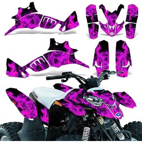 ATV Graphics kit Sticker Decal Compatible with Polaris Predator 90 2003-2007 - Pink Flames in Kuwait