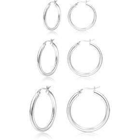 PABBEU Sterling Silver Hoop Earrings for Women S925 Big Silver Hoop Earrings Hypoallergenic Silver Large Hoop Earrings Set for Women Men 20/30/40mm in Kuwait