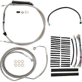 مجموعة كابلات تجوال ممتدة مقاس 14 بوصة مع ABS، وكابل القابض وخط الفرامل وسلك TBW وأسلاك CAN-Bus لـ 2008-2013 Harley Road King/Electra Glide/Street Glide/Road Glide مع ABS، كروم in Kuwait