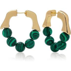 Chunky Gold Huggie Hoop Earrings for Women Colorful Bead Hoop 14K Gold Plated Statement Dangle Drop Baublebar Earrings Bohemian Boho Jewelry Birthday Anniversary Christmas Gift for Mother Daughter Sister Lover Girlfriend in Kuwait