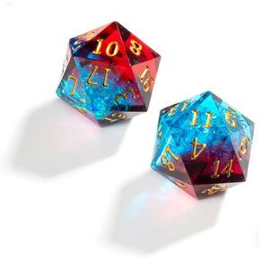 2pcs polyhedral dice d20 dice 22mm resin 20 swide dice dice for rpg mtg dnd dice table games (Black Green) in Kuwait