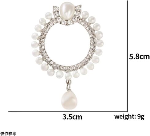 Elegant CZ Cubic Zirconia Round White Simulated Pearl Circle Brooch Pin for Women Wedding in Kuwait