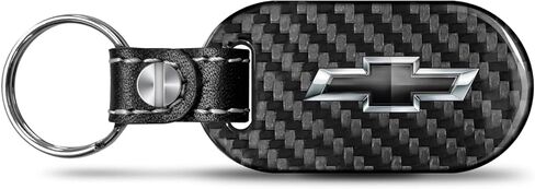 iPick Image for Chevrolet Black Logo Real Black Carbon Fiber Tag Style Key Chain - Official Licensed in Kuwait
