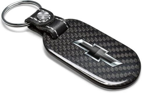 iPick Image for Chevrolet Black Logo Real Black Carbon Fiber Tag Style Key Chain - Official Licensed in Kuwait
