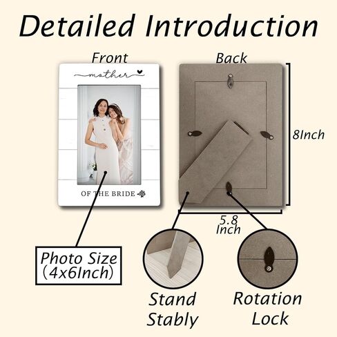 Mother of The Bride Wedding 4x6 Picture Frame, Wedding Day Photo Frame for Brides Mum, Gifts from Bride, Thank You Mom Gift from Daughter Photo Frames for Home Room Desk Shelf Decor in Saudi Arabia