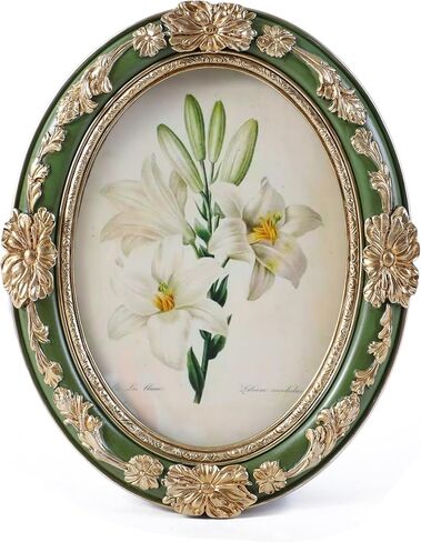Vintage Picture Frames 5x7 Oval Green Antique Ornate Picture Frames with Embossed Flower,Tabletop and Wall Mount,Glass Front,Retro Victorian Home Decor,Photo Gallery Wall Decor in Saudi Arabia