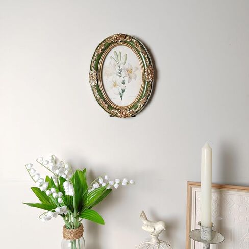 Vintage Picture Frames 5x7 Oval Green Antique Ornate Picture Frames with Embossed Flower,Tabletop and Wall Mount,Glass Front,Retro Victorian Home Decor,Photo Gallery Wall Decor in Saudi Arabia