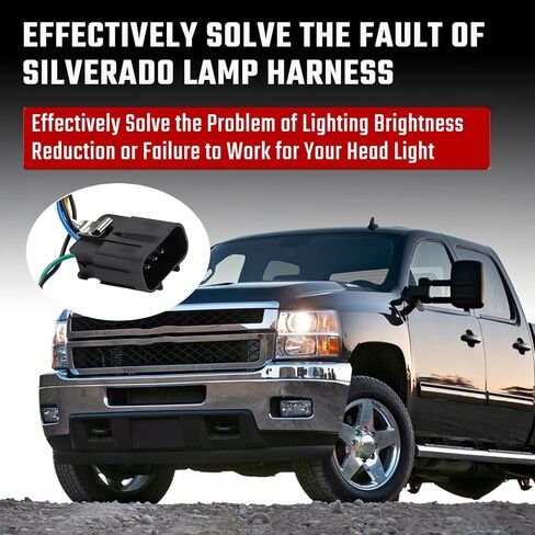 Headlight Wiring Harness, Head Light Wire Harness Compatible with 2008 2009 2010 2011 2012 2013 2014 Chevrolet Silverado 1500 2500HD 3500HD 645-745 645745 15841609 25962806 in Kuwait