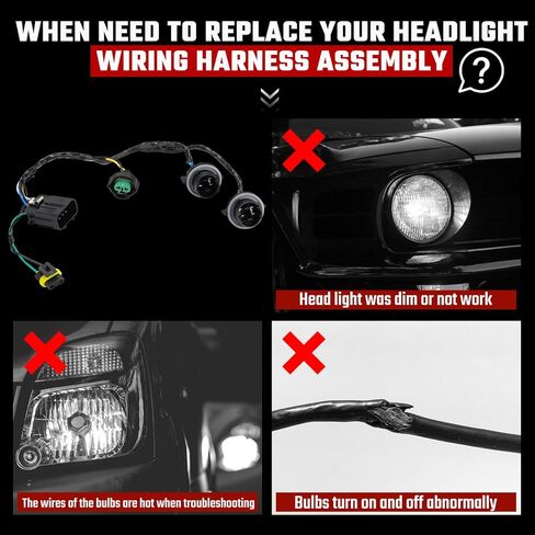 Headlight Wiring Harness, Head Light Wire Harness Compatible with 2008 2009 2010 2011 2012 2013 2014 Chevrolet Silverado 1500 2500HD 3500HD 645-745 645745 15841609 25962806 in Kuwait