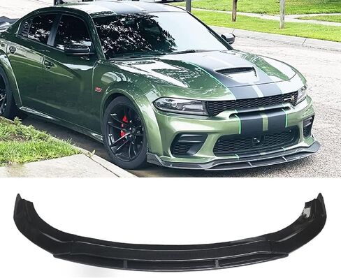 CHIESMA for Charger Front Lip Fit for Dodge Charger SRT Hellcat Scat Widebody 2020-2023,Front Splitter Bumper 4pcs ABS Painted Carbon Fiber Chin Extension Accessories in Kuwait