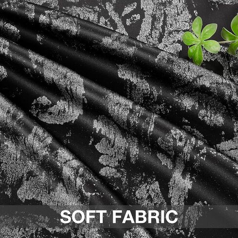 Black Blackout Curtains for Bedroom Silver Foil Geometric Printed Window Panels for Living Room, Room Darkening Thermal Insulated Decoration Privacy Grommet Top Drapes for Studio, 52"x63", 2Pcs in Kuwait