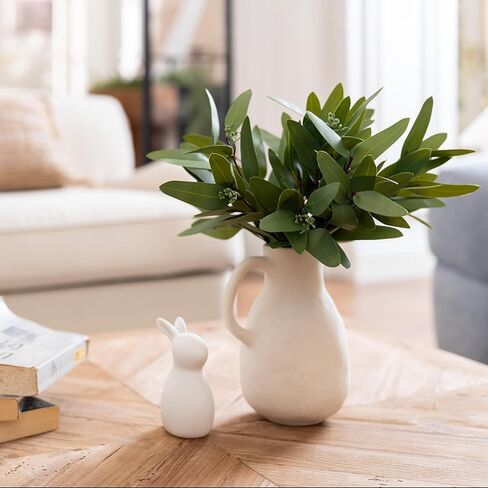 15 قطعة من سيقان الأوكالبتوس الصناعية - خضرة صناعية ذات ملمس حقيقي مع فروع البذور والأوراق، شجرة زيتية بطول 14.5 بوصة للمزهرية، ترتيبات الزهور DIY، باقات الزفاف، ديكور المنزل، القطع المركزية in Kuwait