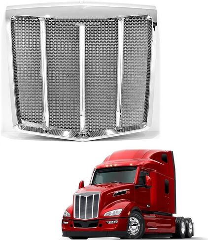 Replacement for Peterbilt 579 Grille Grill Chrome Assembly with Bug screen in Kuwait