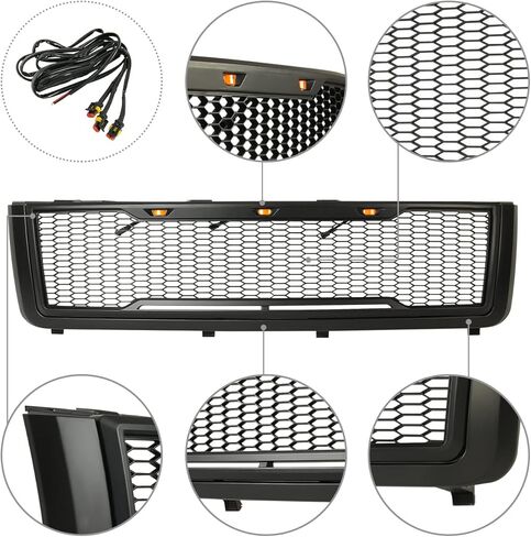 Replacement ABS Upper Grille - Matte Black - with Amber LED Lights Fit for 11-14 Silverado 2500/3500 Heavy Duty in Saudi Arabia