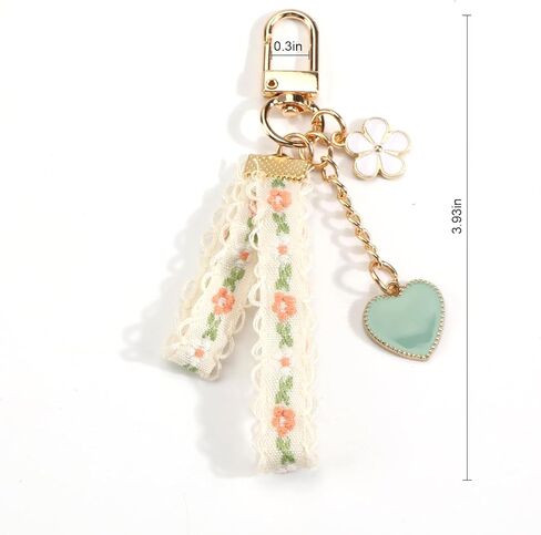 سلسلة المفاتيح زهرة، سلسلة المفاتيح الدانتيل الأزهار مع قلادة القلب الأخضر، هدية سلسلة مفتاح زهرة للنساء in Kuwait