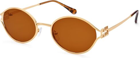 نظارات شمسية صغيرة بيضاوية من بوريو للنساء والرجال، إطار معدني ذهبي عتيق من التسعينيات بإطار معدني عتيق مع حماية من الأشعة فوق البنفسجية 400 in Kuwait