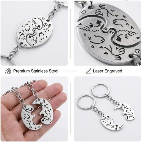 Otter Keychain سلاسل مفاتيح مطابقة مضحكة للأزواج من الفولاذ المقاوم للصدأ الكرتون مطابقة سحر قضاعة البحر للزوجين الصداقة الذكرى السنوية الخطوبة هدية عيد الحب in Kuwait