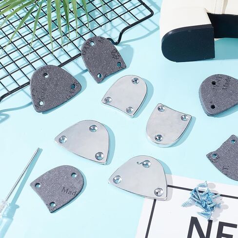 AHANDMAKER 1 Pairs Metal Heel Plates with Screw Nails, Semicircular Shoe Heel Taps Tips Heel Replacement Plate, Boot Heel Repair Kit for Boots and Shoes (Large Sizes) in Saudi Arabia