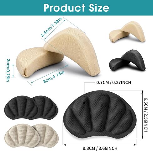 8 Pcs Shoe Filler & Heel Pad Set for Too Big Shoes Inserts to Make Shoes Smaller Shoe Filler Heel Cushion Toe Inserts for LooseShoes for Men Women Heels Sneaker Pain Relief Comfort in Kuwait