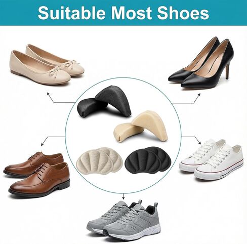 8 Pcs Shoe Filler & Heel Pad Set for Too Big Shoes Inserts to Make Shoes Smaller Shoe Filler Heel Cushion Toe Inserts for LooseShoes for Men Women Heels Sneaker Pain Relief Comfort in Kuwait