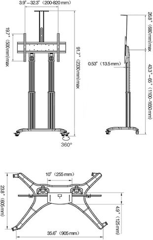 AVF1800-70-1P LCD TV mobile cart video conferencing mobile floor rack 55-80 inches in Saudi Arabia