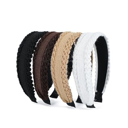 عصابات رأس للنساء، 4 قطع من رباط شعر محبوك واسع وسميك، عصابة شعر أنيقة غير قابلة للانزلاق، إكسسوارات شعر من القماش المريح للفتيات اللاتي يغسلن مكياج الوجه لخلق قمة جمجمة عالية (محايدة) in Kuwait