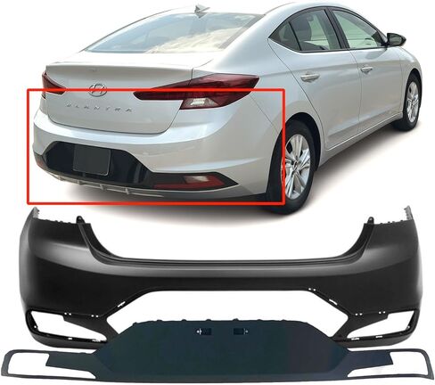 FitParts Compatible with Rear Bumper Covers Kit 2019-2020 Hyundai Elantra Eco GLS SE SEL W/O Park Assist Holes HY1100235 HY1195125, 86611F3500 86612F3500 in Kuwait
