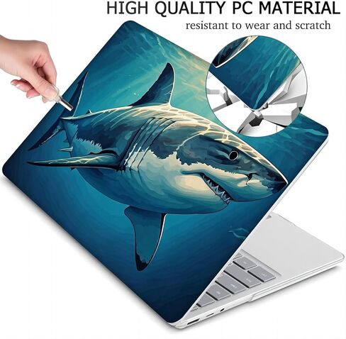 Compatible with Surface Laptop 5/4/3 13.5 inch, Hard Shell Case with Keyboard Cover and Screen Protector (Models:1951&1868, 2022 2021 2019 Release) - Shark Attack MC23322 in Saudi Arabia