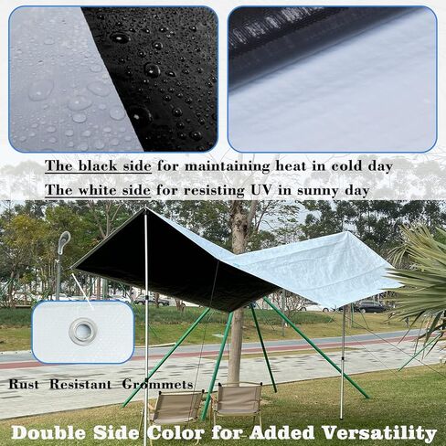 UCINNOVATE 12x13 Ft White/Black Tarp Heavy Duty Waterproof, 10 Mil Durable UV Resistnat Windproof Protective Tarp Cover for Shed Canopy Frame Shelter in Saudi Arabia