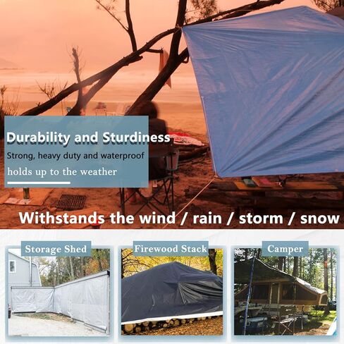 UCINNOVATE 12x13 Ft White/Black Tarp Heavy Duty Waterproof, 10 Mil Durable UV Resistnat Windproof Protective Tarp Cover for Shed Canopy Frame Shelter in Saudi Arabia