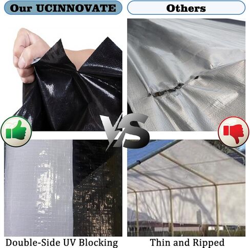 UCINNOVATE 12x13 Ft White/Black Tarp Heavy Duty Waterproof, 10 Mil Durable UV Resistnat Windproof Protective Tarp Cover for Shed Canopy Frame Shelter in Saudi Arabia