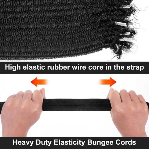 8 Pcs Adjustable Flat Bungee Cords with Hooks, 78" Long Flat Heavy Duty Latex Straps with Length Adjustment Metal Buckle, for Outdoor, Camping, Tarps, Bike Rack, Truck, Moving Heavy Duty Cargo (Black) in Kuwait