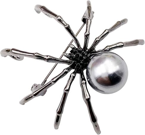 SELOVO Spider Simulated Pearl Brooch Pin Black Crystal Broach Black Tone in Saudi Arabia