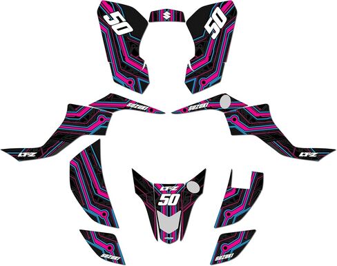Graphics Kit for Suzuki LT50 LTZ50 (2007+) Electron Series Yellow 9 Mil - Easy Go - ATV UTV Custom Racing Graphics Stickers Decals Kit, no-Plastics in Saudi Arabia