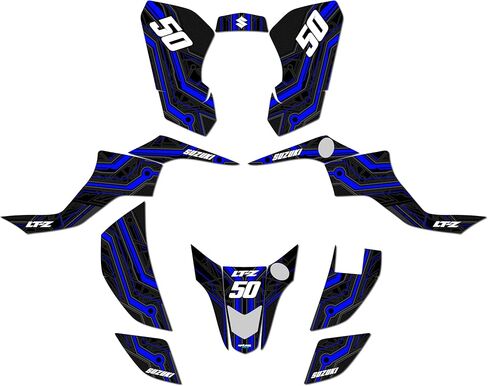 Graphics Kit for Suzuki LT50 LTZ50 (2007+) Electron Series Yellow 9 Mil - Easy Go - ATV UTV Custom Racing Graphics Stickers Decals Kit, no-Plastics in Saudi Arabia