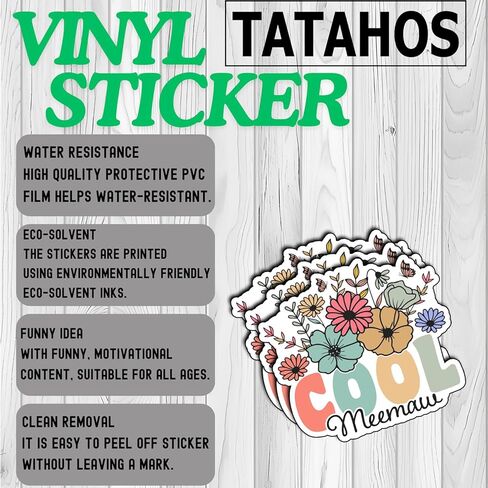 (3 قطع) ملصق Meemaw الرائع من الفينيل مطبوع عليه زهور لزجاجة المياه ودفتر القصاصات والكمبيوتر المحمول ومخطط الهاتف وهدايا الجدة لعيد الأم وعيد الميلاد والأحفاد ومحبي الأسرة والنساء مستوحاة (3 × 2.7) in Kuwait