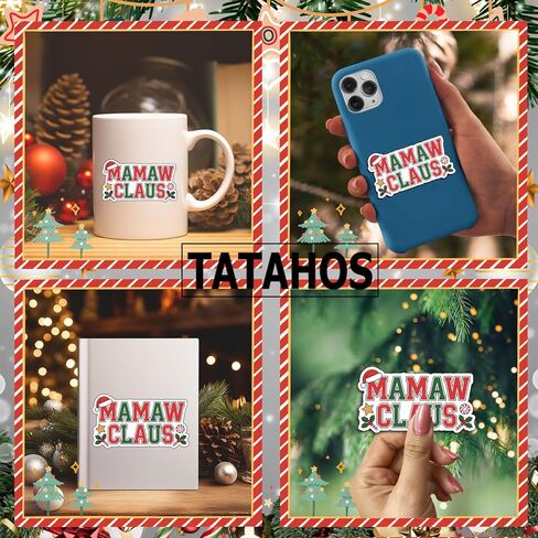 (3 قطع) ملصقات Mamaw Claus مرحة للجدة لتزيين عيد الميلاد وهدايا Mamaw مقاومة للماء ومقتبسات للعطلات من الفينيل لزجاجة مياه Kindle ومصد السيارة وقبعة صلبة للهاتف المحمول وكوب الكمبيوتر المحمول 3x1.8 in Kuwait