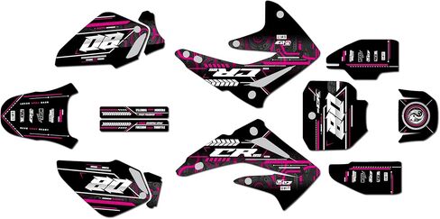Graphics Kit for Honda Graphics Kit for Honda CR85 (2003-2014) RIFT Series White 9 Mil - Easy Go - Dirt Pit Bike Motorcycle Sticker, Dirtbike Racing Decal Motocross Accessories no-Plastics in Saudi Arabia