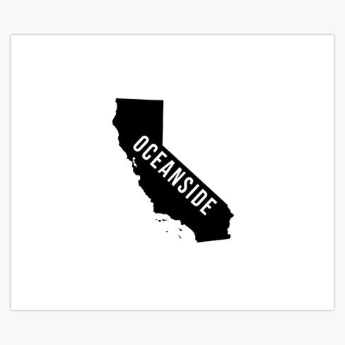Oceanside, California State Silhouette Window Water Bottle Bumper Sticker Decal 5" in Kuwait