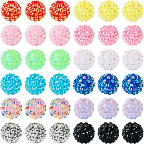 Cheriswelry 40Pcs 20mm Crystal Rhinestone Beads Black White Bubblegum Bead Round Ball Disco Beads for DIY Jewelry Making Bracelets Necklace Earring Supplies in Kuwait